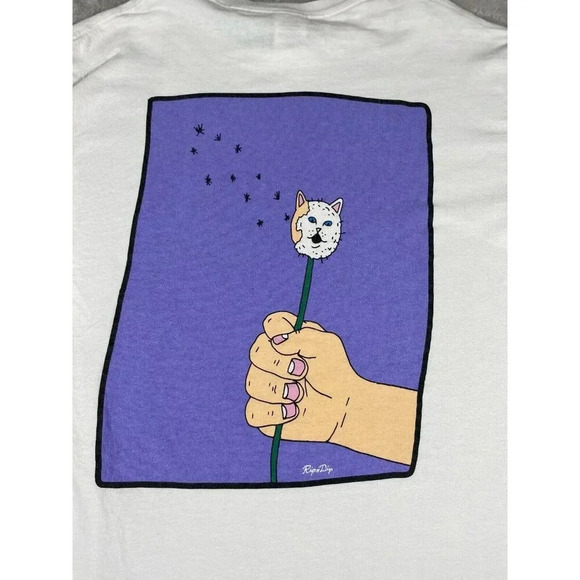 RIP N Dip T Shirt Men's White Long Sleeve Cat Middle Finger RIPNDIP Sz Med - Picture 11 of 12